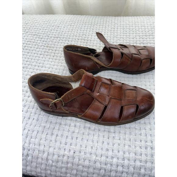 Cole Haan 8 M Fisherman Closed Toe Brown Leather Sandals Buckle Shoe - Picture 1 of 7